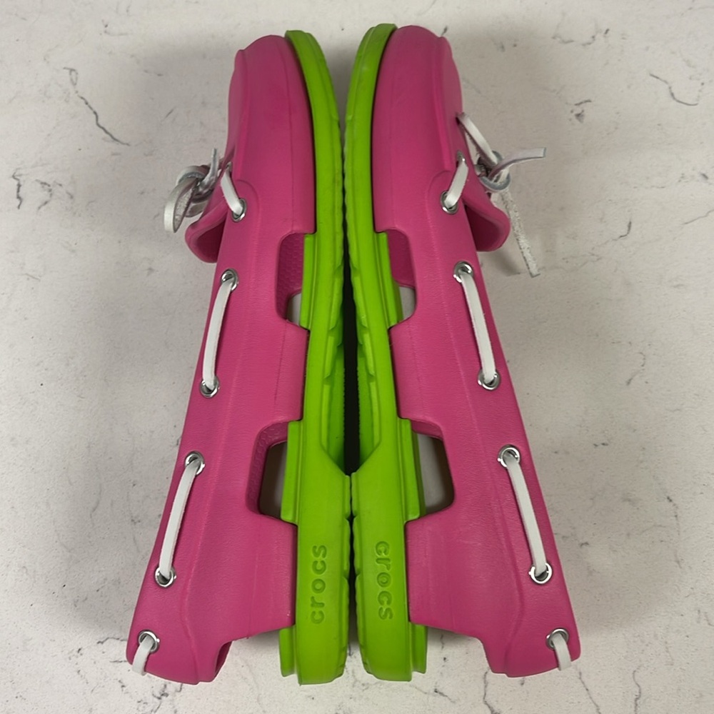 Crocs Beach Line Slip-On Boat Shoes Pink and Green Size 8 - Picture 6 of 15